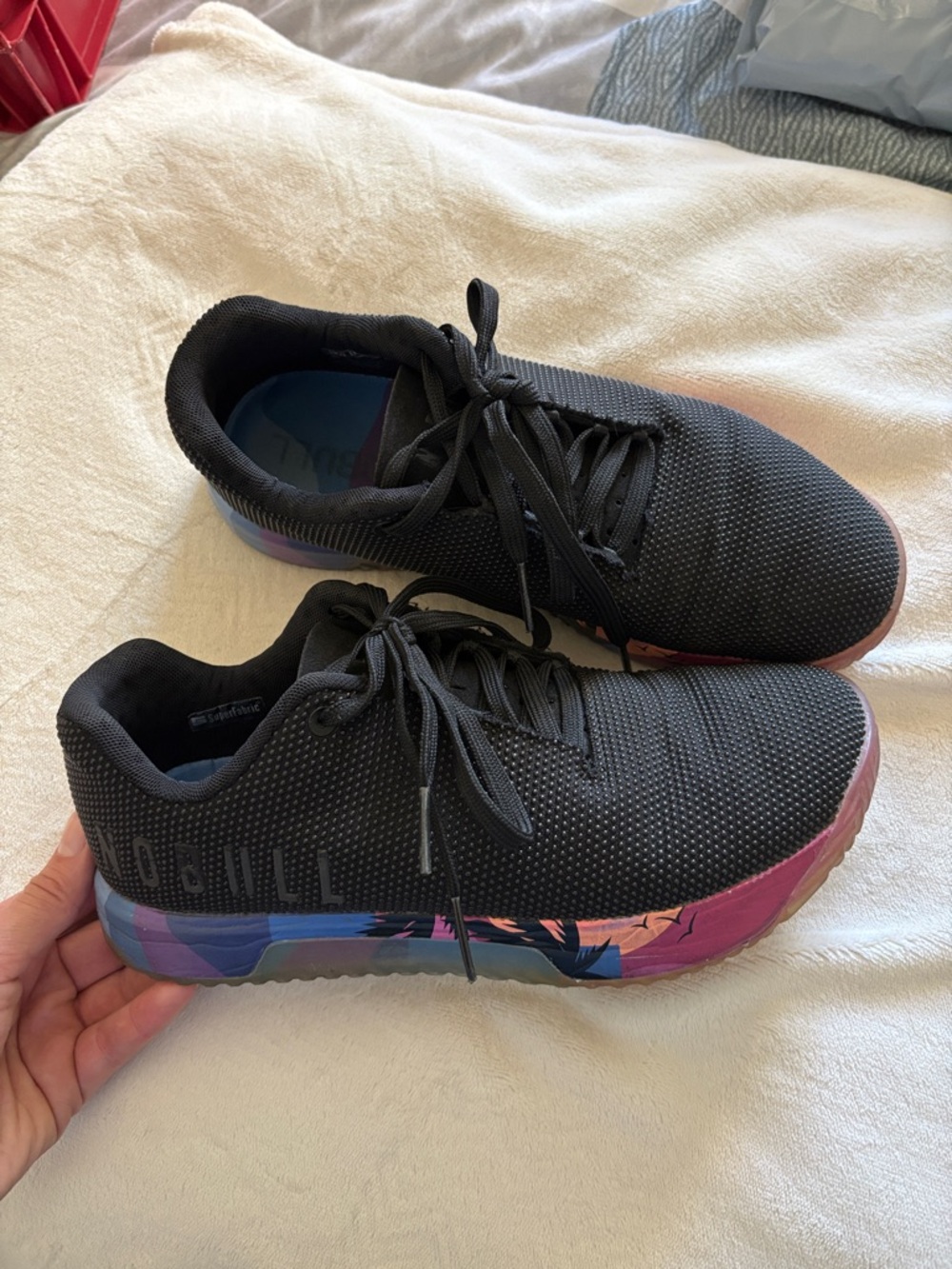 NOBULL Black Athletic Shoes with Multicolor Patterned Sole